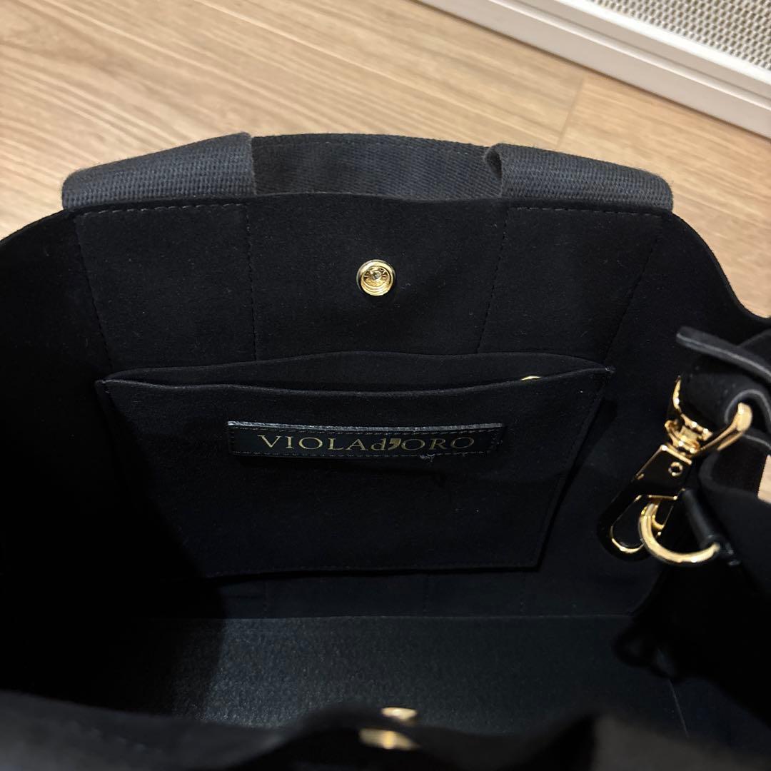 VIOLAd'ORO ブラック ベロア トートバッグ　M