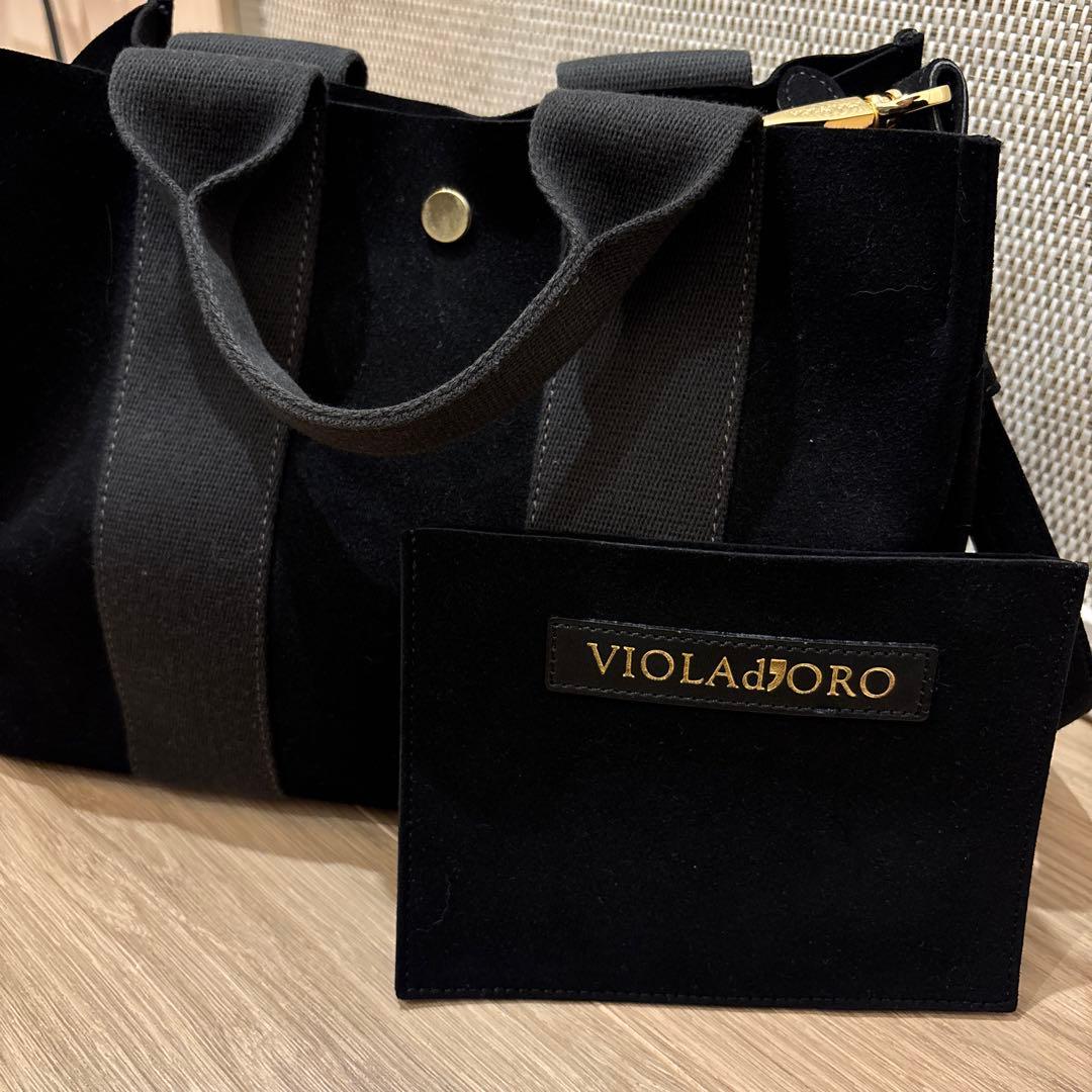 VIOLAd'ORO ブラック ベロア トートバッグ　M
