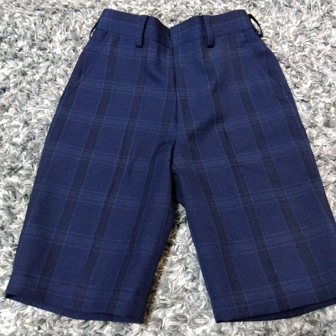 ネイビー チェック柄 スーツ ベスト付き 120