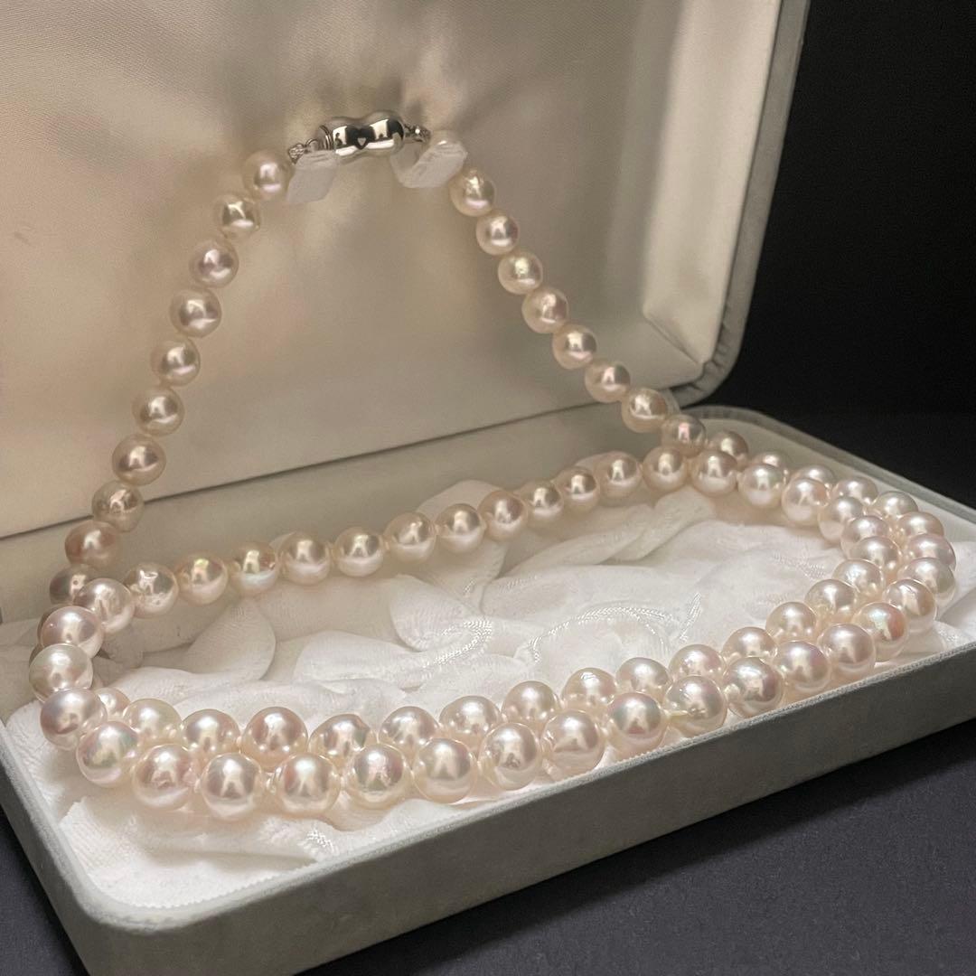 【超大珠✨テリ強】 あこや本真珠 ロングネックレス 9.0-9.5 2連 パール