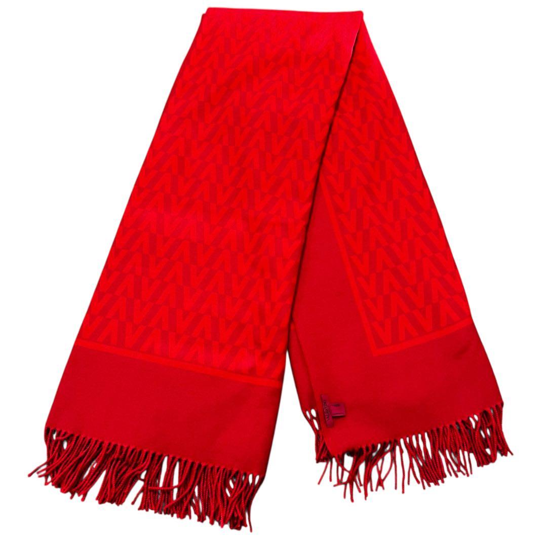 【極美品】VALENTINO ヴァレンチノ ブランケット レッド 大判