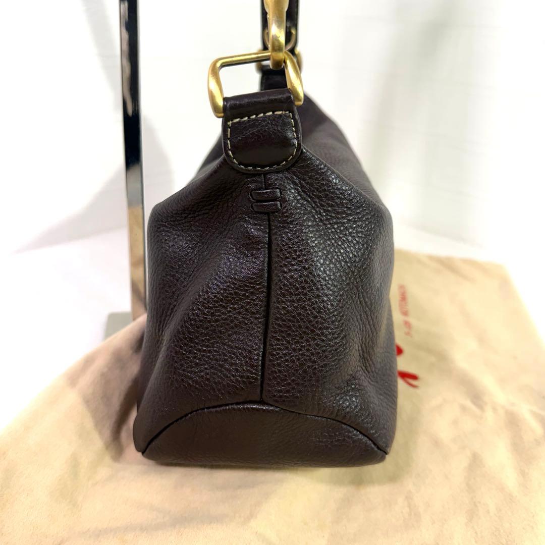 美品　キタムラ　 ショルダーバッグ　ダークブラウン レザー　保存袋　ポーチ