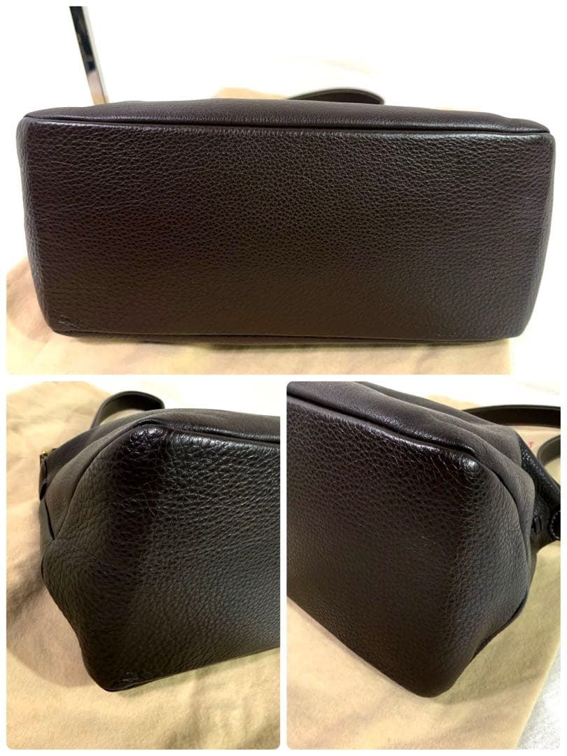 美品　キタムラ　 ショルダーバッグ　ダークブラウン レザー　保存袋　ポーチ