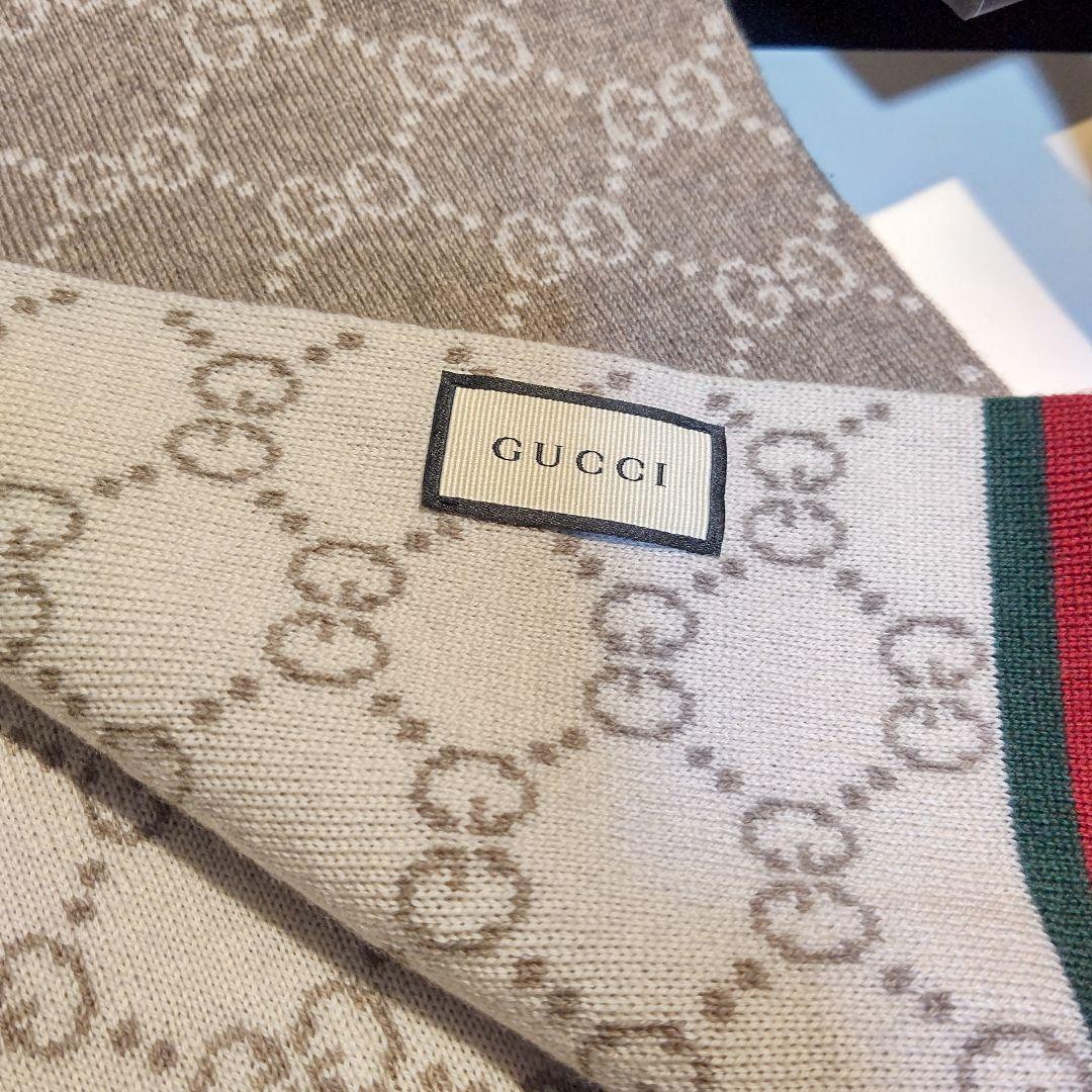 ❤美品箱付き❤GUCCI マフラー ストール スカーフ❤ホワイト&ベージュ❤