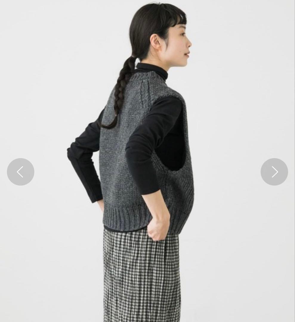 かぐれ　ラムウールボタンニットベスト　チャコールグレー　極美品　お値下げ