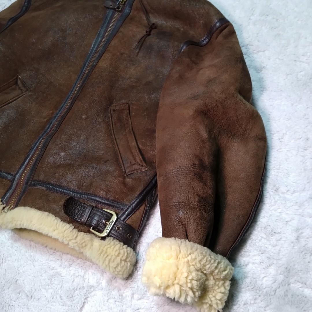 アヴィレックス　B-3　リアルムートン　フライトジャケット　アメリカ製　Ｌ相当