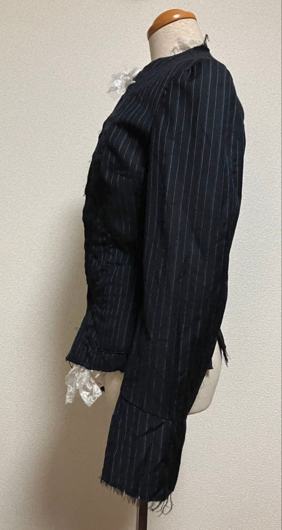 ジュンヤワタナベコムデギャルソンマンピンク ピンストライプフリルジャケット