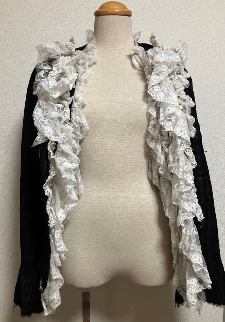 ジュンヤワタナベコムデギャルソンマンピンク ピンストライプフリルジャケット