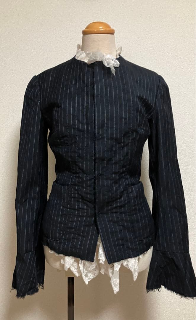 ジュンヤワタナベコムデギャルソンマンピンク ピンストライプフリルジャケット