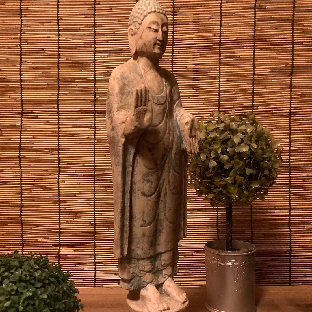 マツ様keep北魏「石仏阿弥陀如来」南北朝時代・北斎・北魏様式・大乗仏教寺院放出