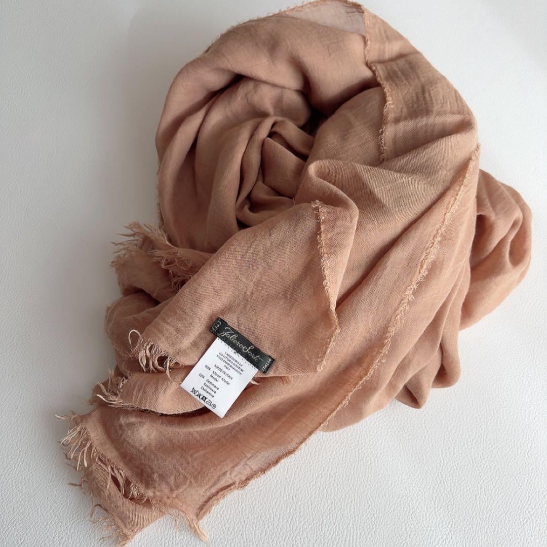 ファリエロサルティ　カシミヤ混　大判ストール　モダール　ショール　フリンジ