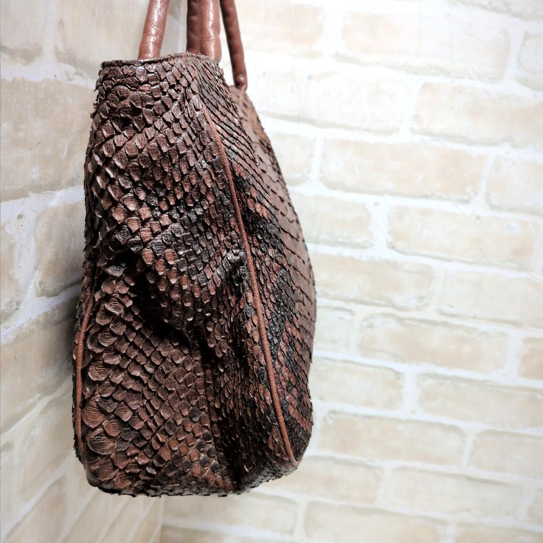★IBIZA【イビサ】パイソン トートバッグ ダークブラウン 良品 レア