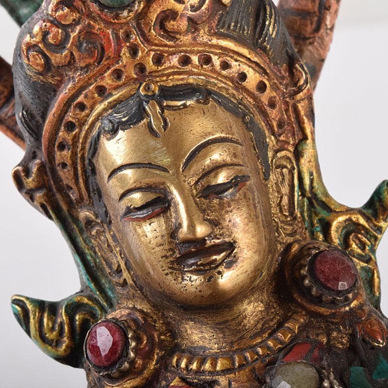 仏教美術　古銅鍍金彩色　彩繪描金嵌寶石　チベット仏　仏像　置物　V　8118