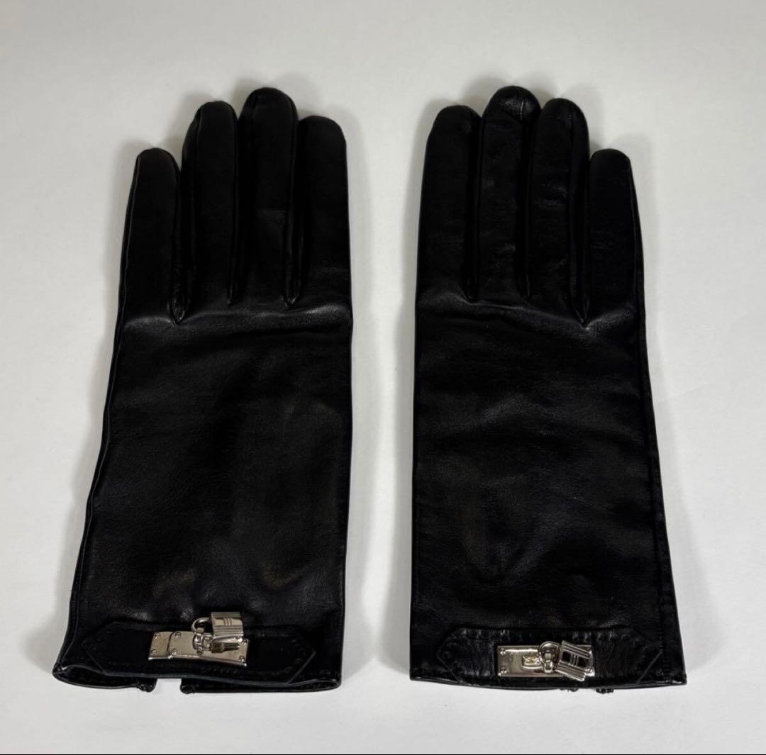 【定価約20万円】【新品未使用】HERMES手袋レザー 羊革 シルバー箱付き