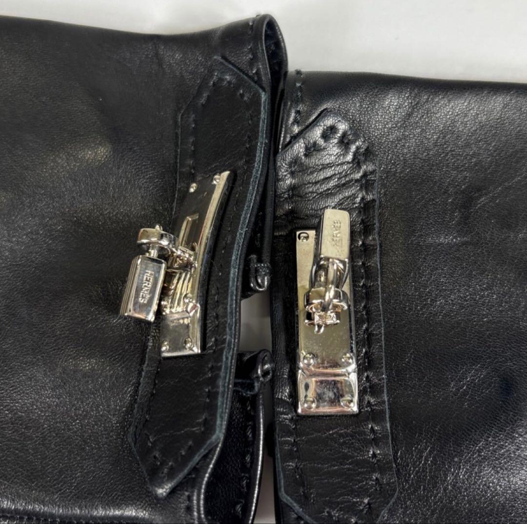 【定価約20万円】【新品未使用】HERMES手袋レザー 羊革 シルバー箱付き