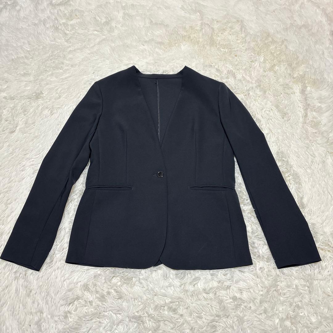 【極美品】　23区　セットアップ　スーツ　ノーカラー　濃紺　40　Lサイズ相当