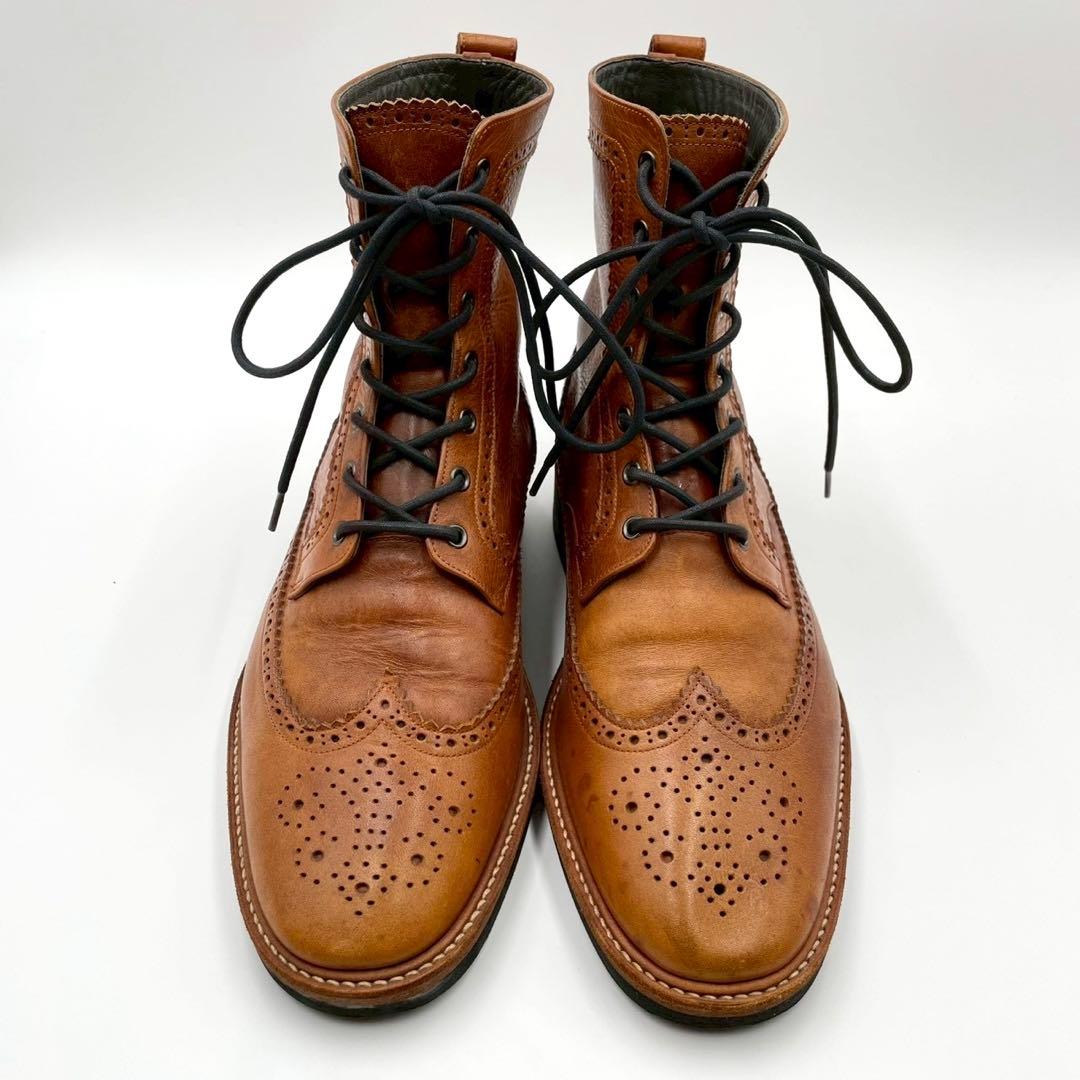 ハルプ ウイングチップ カントリーブーツ ブラウン 本革 27cm Y1529