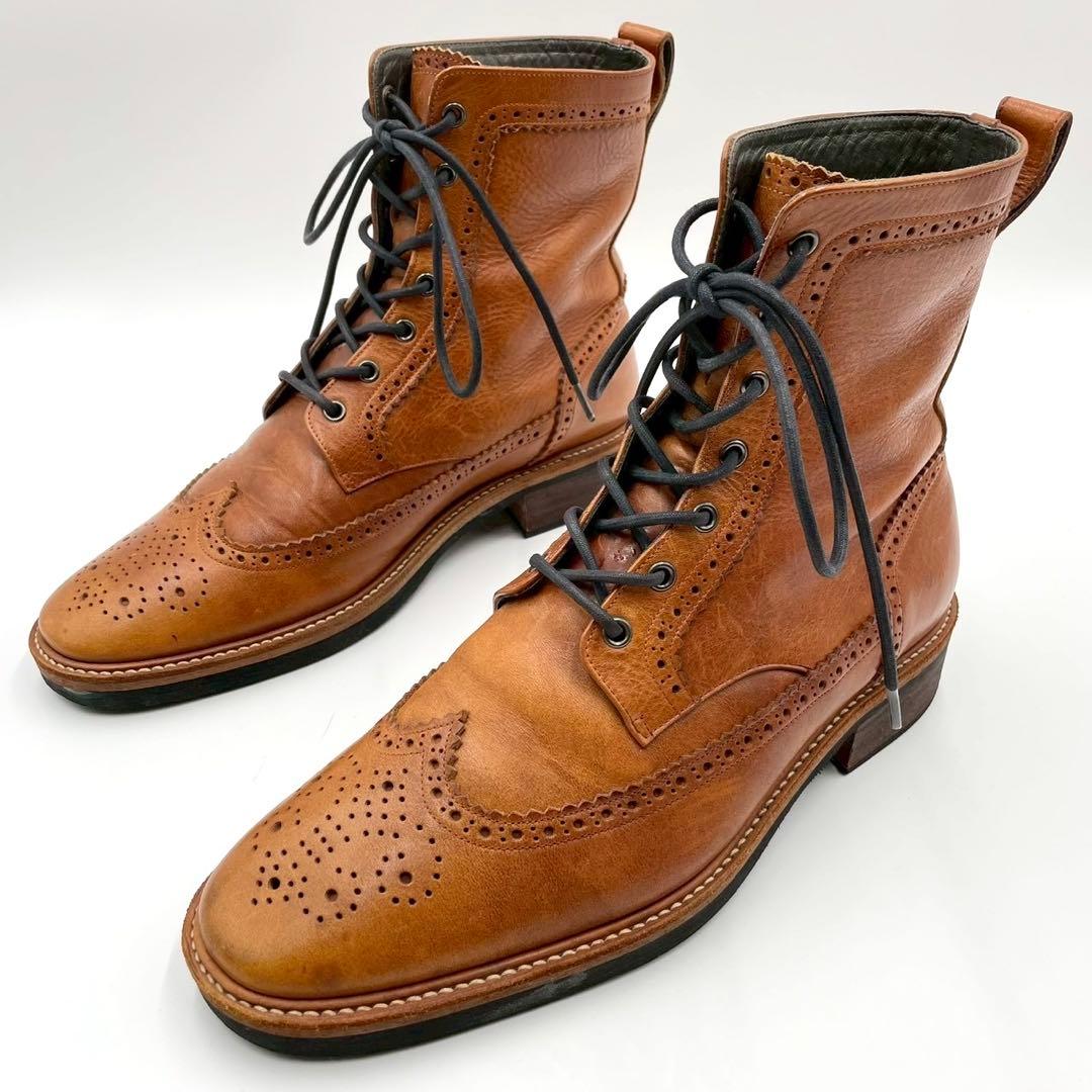 ハルプ ウイングチップ カントリーブーツ ブラウン 本革 27cm Y1529