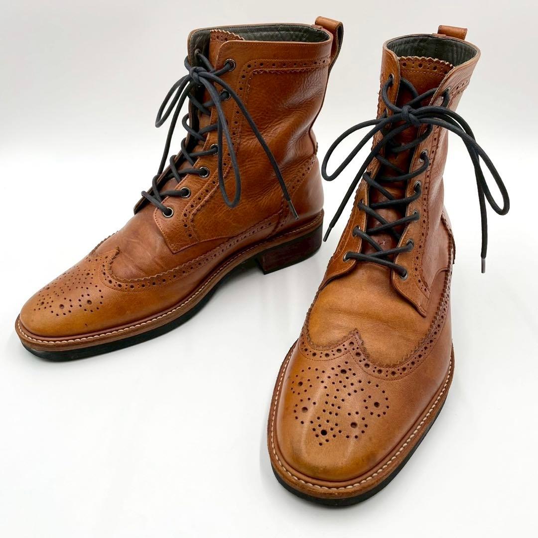 ハルプ ウイングチップ カントリーブーツ ブラウン 本革 27cm Y1529