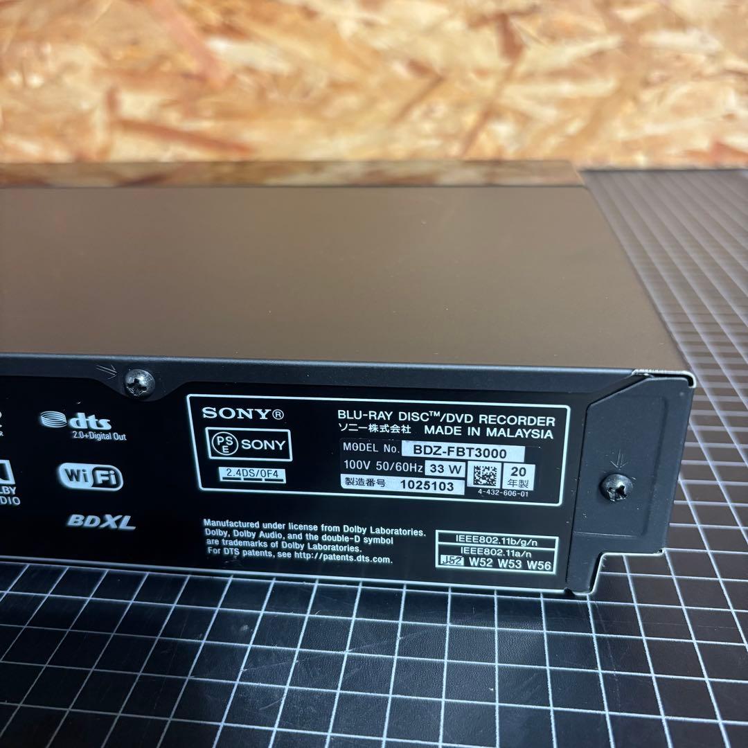 ソニー ブルーレイレコーダーBDZ-FBT3000 3TB ※リモコン無し