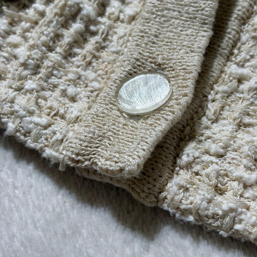 北欧、暮らしの道具店「カジュアルも、きちんとも」ツイード柄のニットジャケット　白