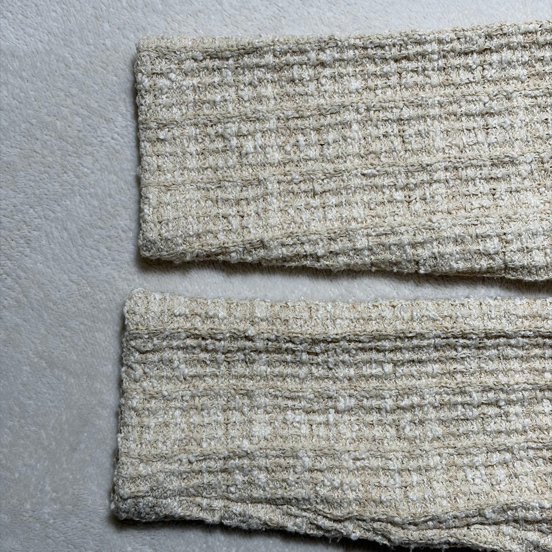 北欧、暮らしの道具店「カジュアルも、きちんとも」ツイード柄のニットジャケット　白