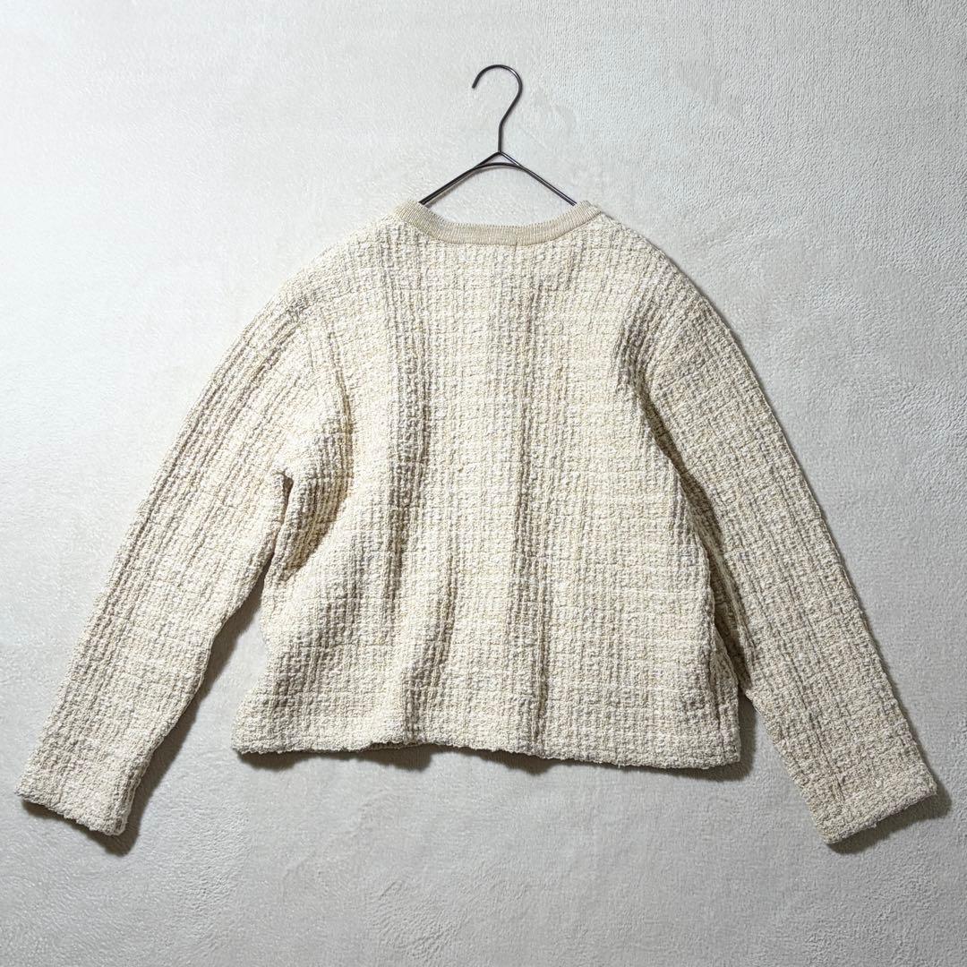 北欧、暮らしの道具店「カジュアルも、きちんとも」ツイード柄のニットジャケット　白