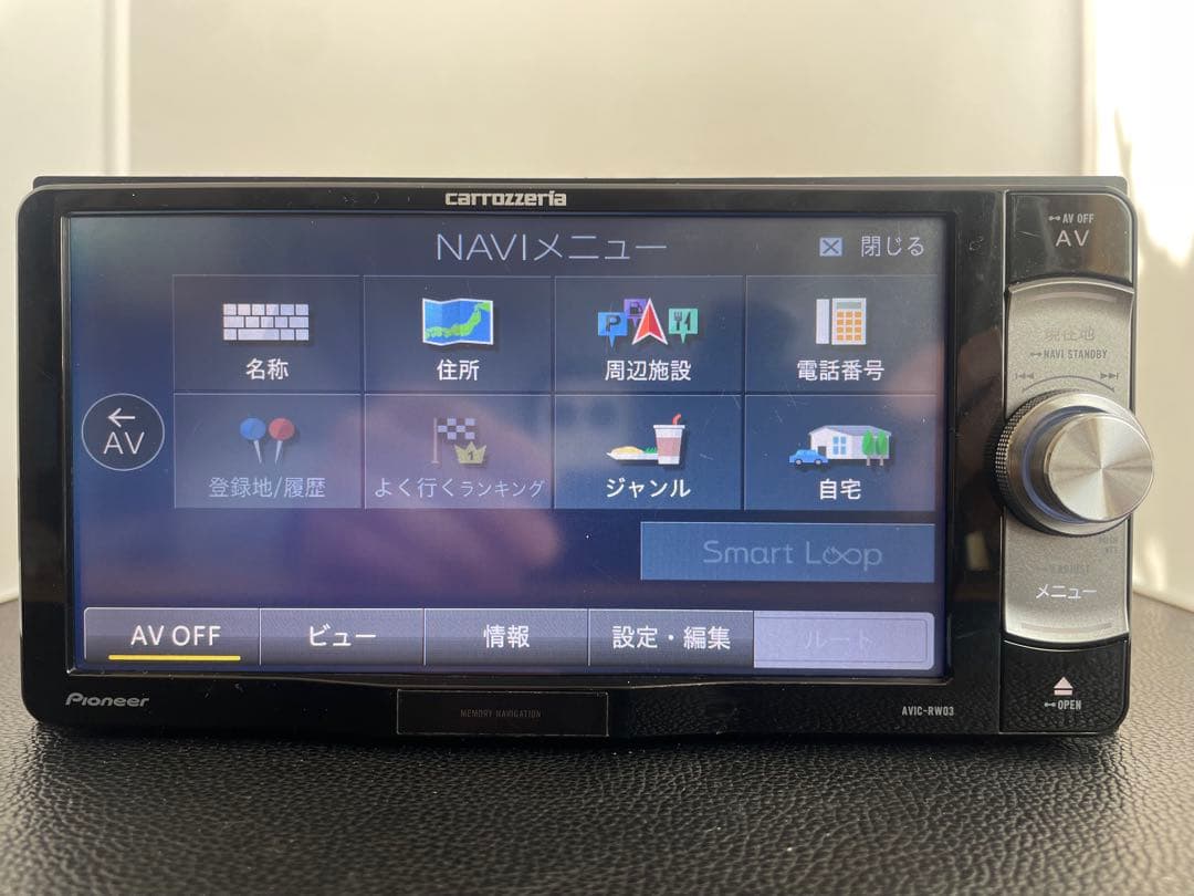 最新地図楽ナビAVIC-RW03中古200mm7Ｖ型ワンセグTV最新オービス B