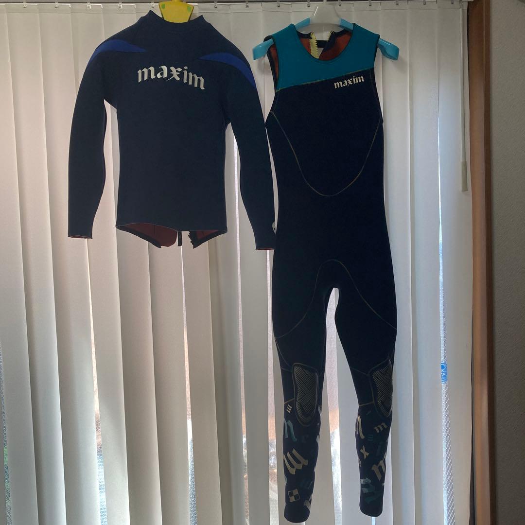 maxim ロングジョン ウェットスーツ ネイビーとタッパー
