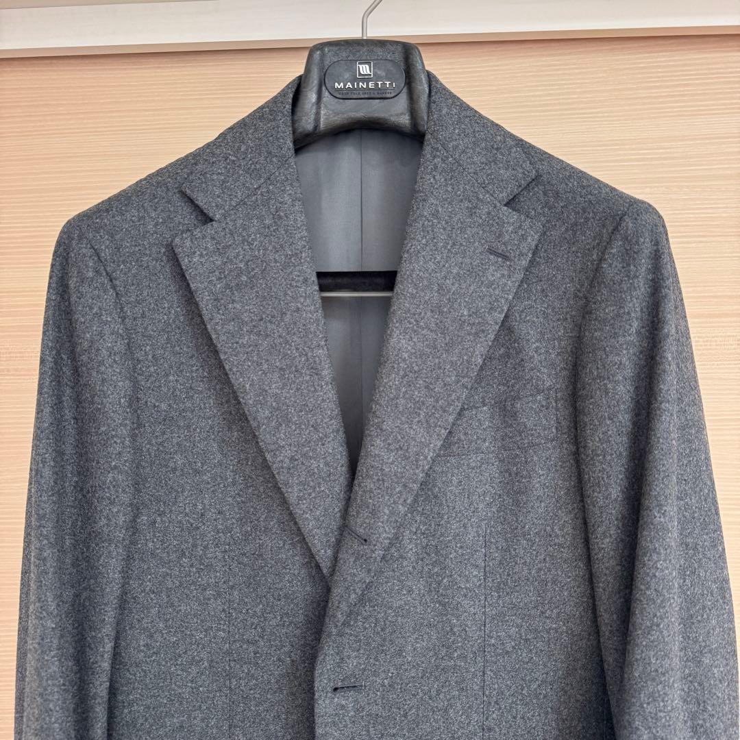 【極美品】ブリッラペルイルグストグレー フランネルスーツ ゼニア14micron