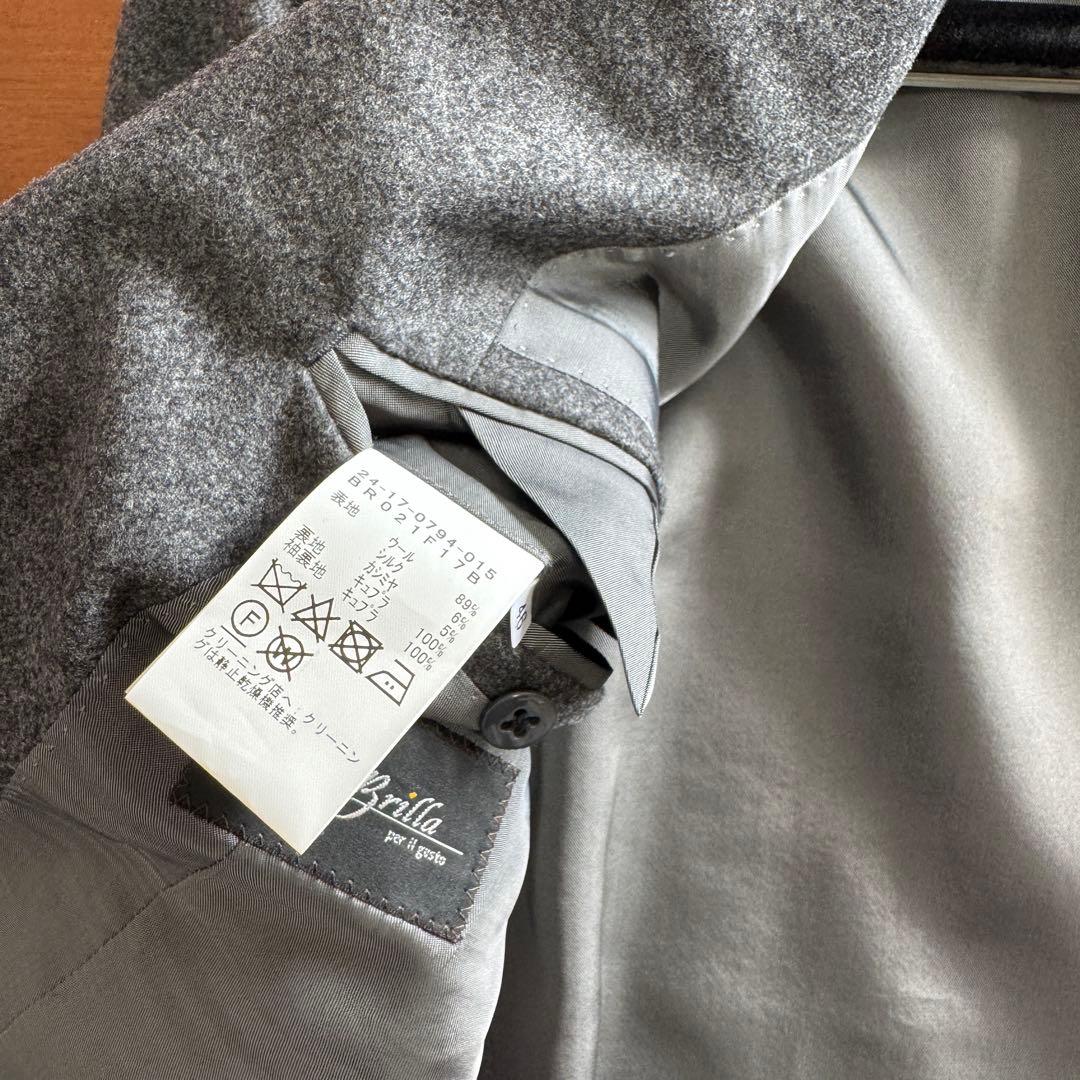 【極美品】ブリッラペルイルグストグレー フランネルスーツ ゼニア14micron