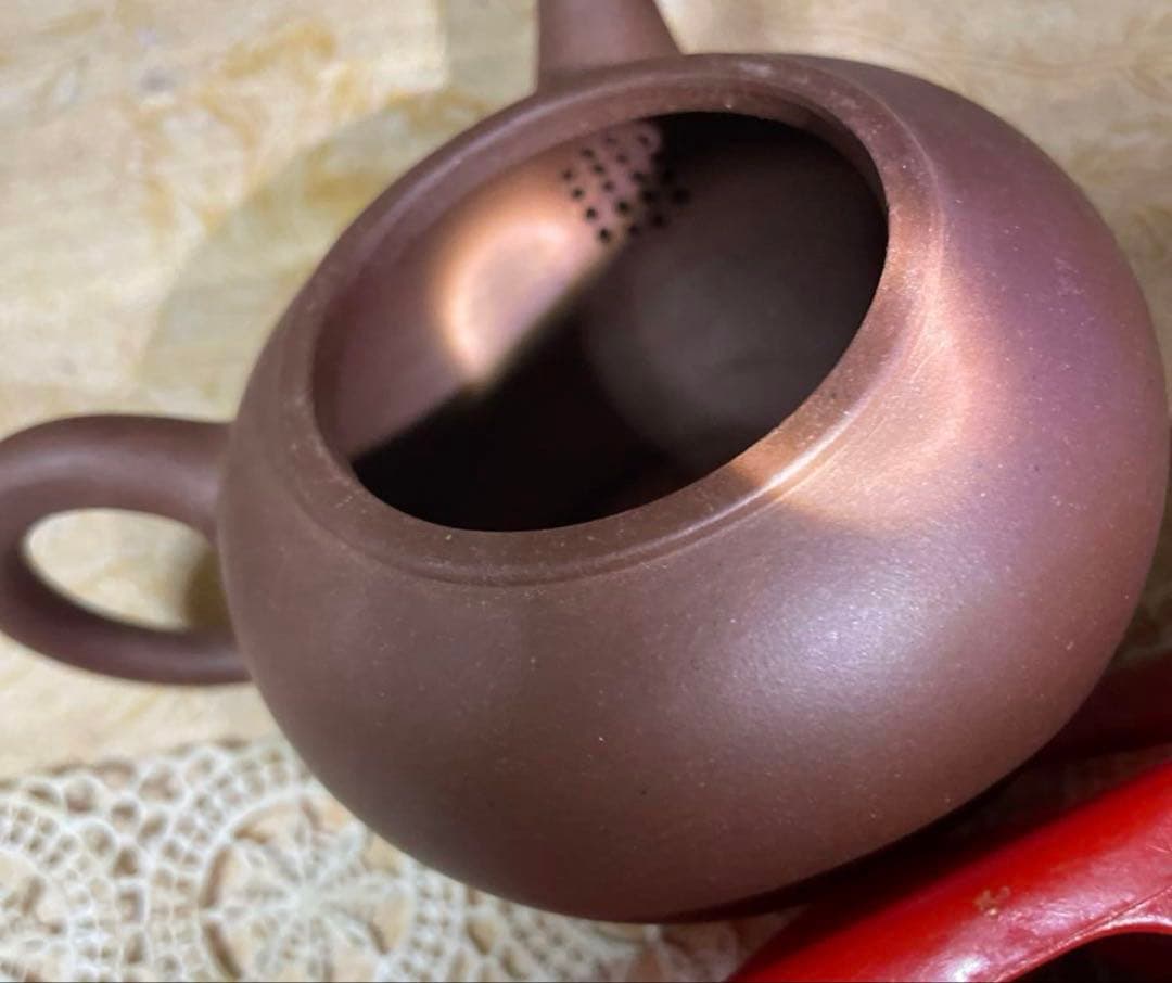 中国宜興　朱泥急須　紫泥　茶道具　横幅10.5センチm8