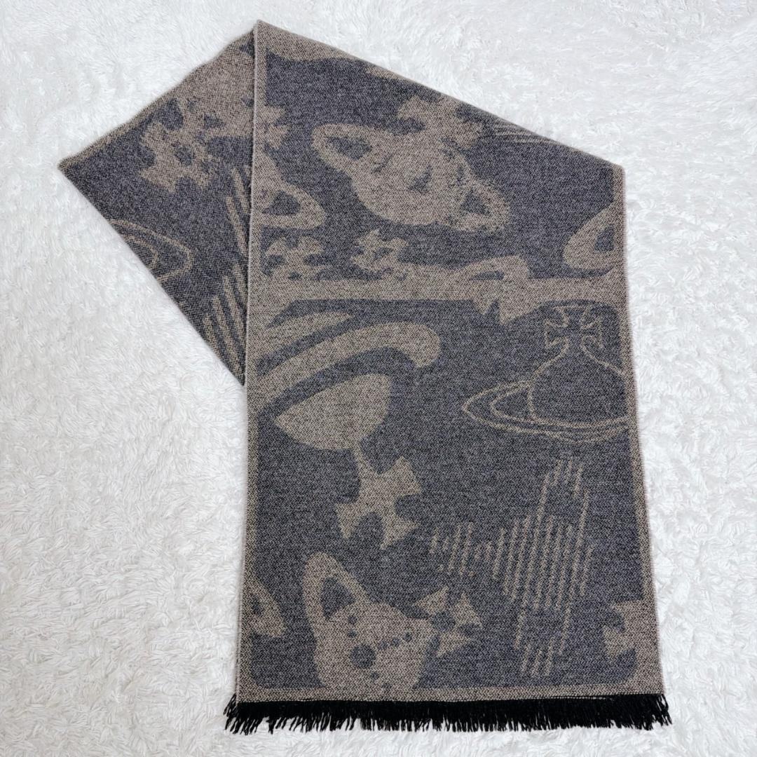 希少 Vivienne Westwood リバーシブル マフラー オーブ 総柄