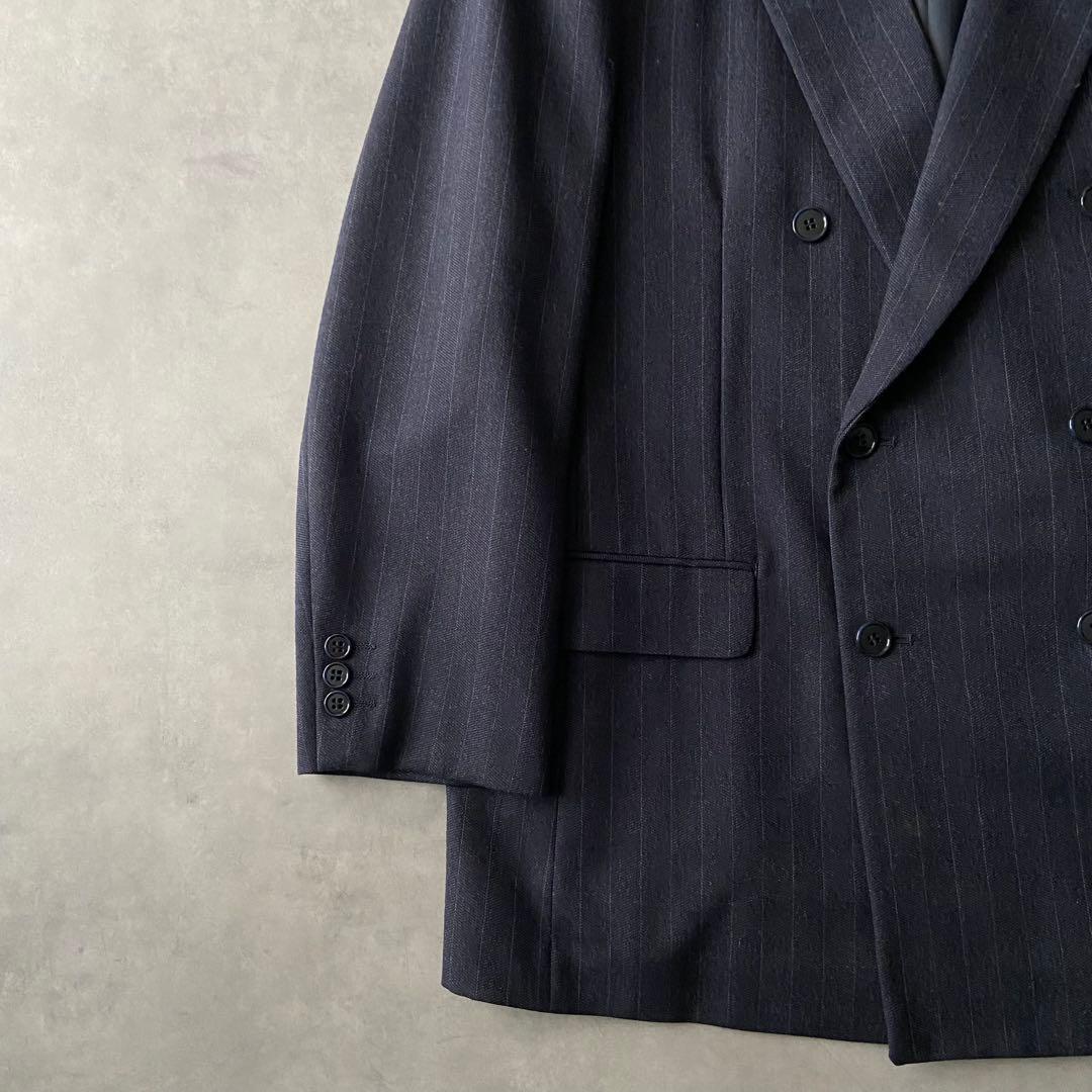 Vintage セットアップ ダブル テーラードジャケット ウール 紺 BC28