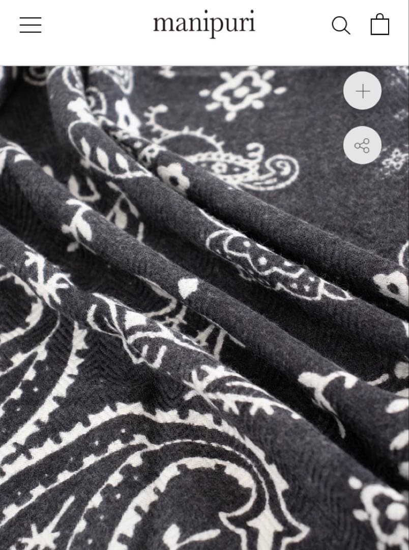 【新品】manipuri/マニプリ★ウールシルクストール★ブラック★巾着付き