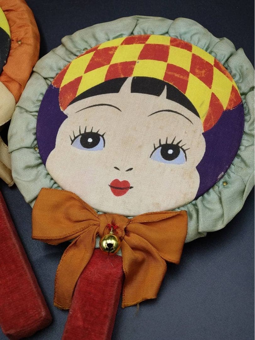 昭和 レトロ 桐製 少女 絵 羽子板 3点セット 木製 イラスト