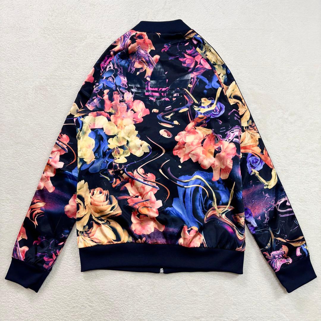 未使用級 アディダス トラックジャケット ロゴ フラワー マルチカラー