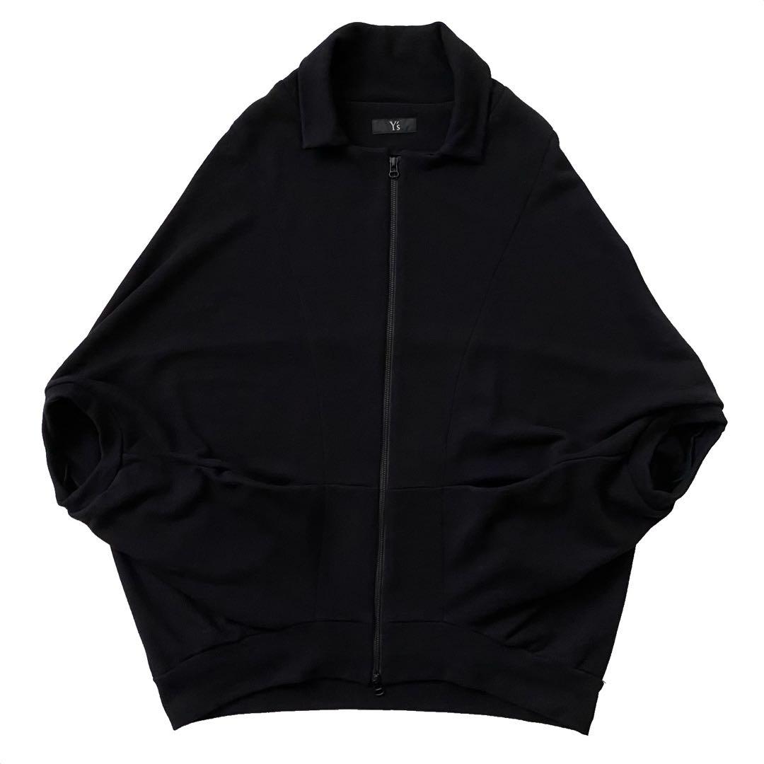美品 Y's ワイズ ダブルジップ スウェット ポンチョ 羽織り 2 黒