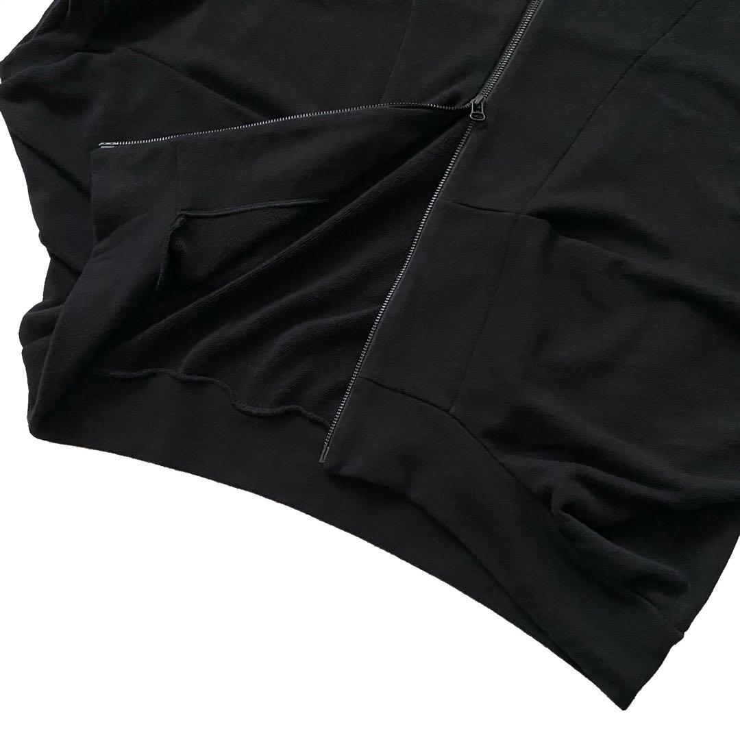 美品 Y's ワイズ ダブルジップ スウェット ポンチョ 羽織り 2 黒