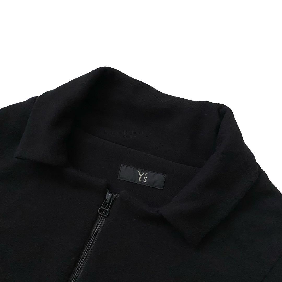 美品 Y's ワイズ ダブルジップ スウェット ポンチョ 羽織り 2 黒
