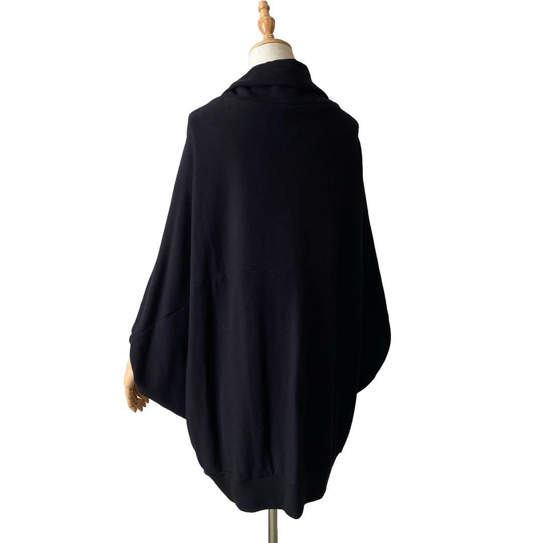 美品 Y's ワイズ ダブルジップ スウェット ポンチョ 羽織り 2 黒