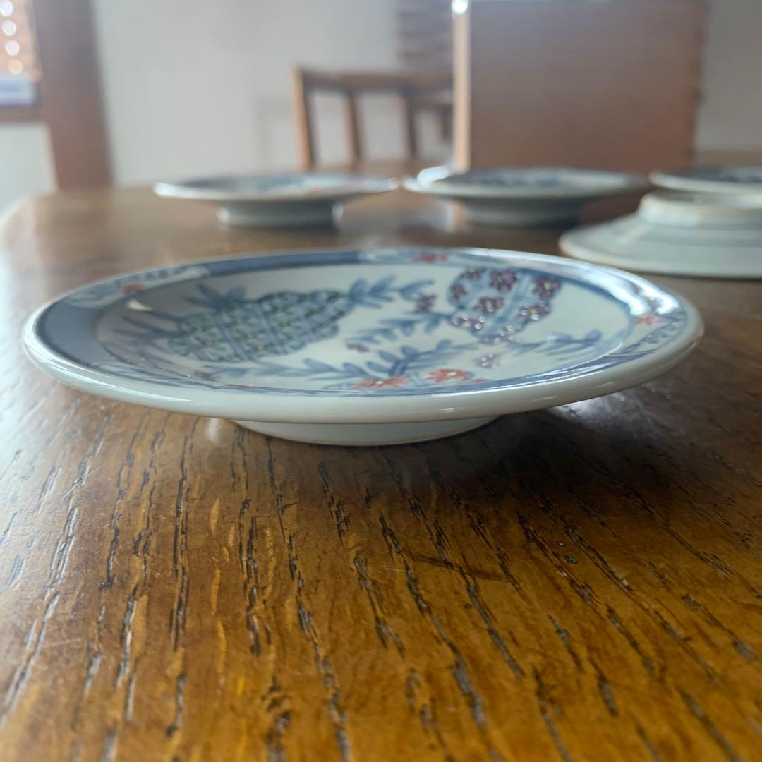 佐藤走破　五代　有田焼　皿　四寸皿　染錦辻が花文　箱付き