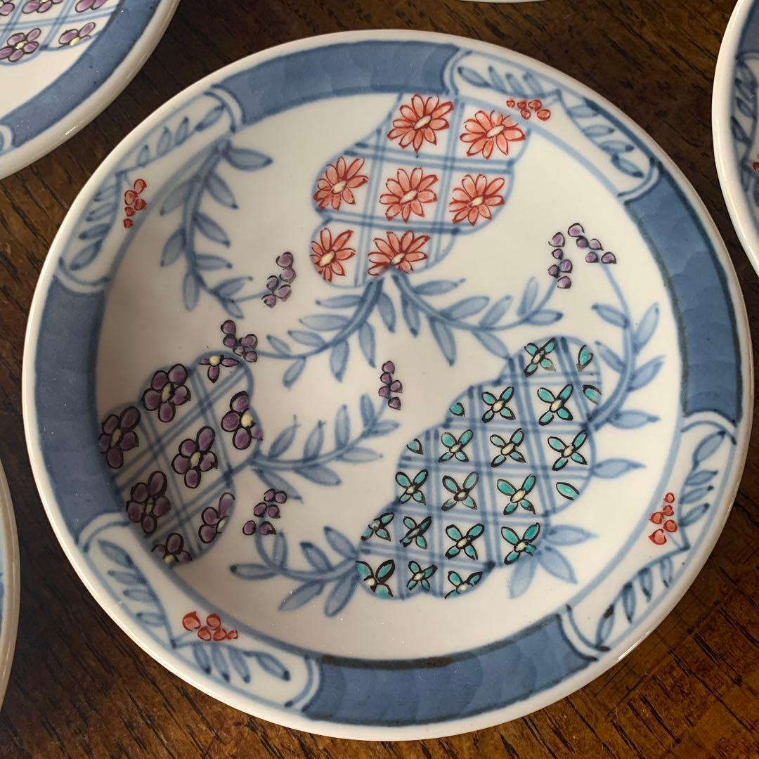 佐藤走破　五代　有田焼　皿　四寸皿　染錦辻が花文　箱付き