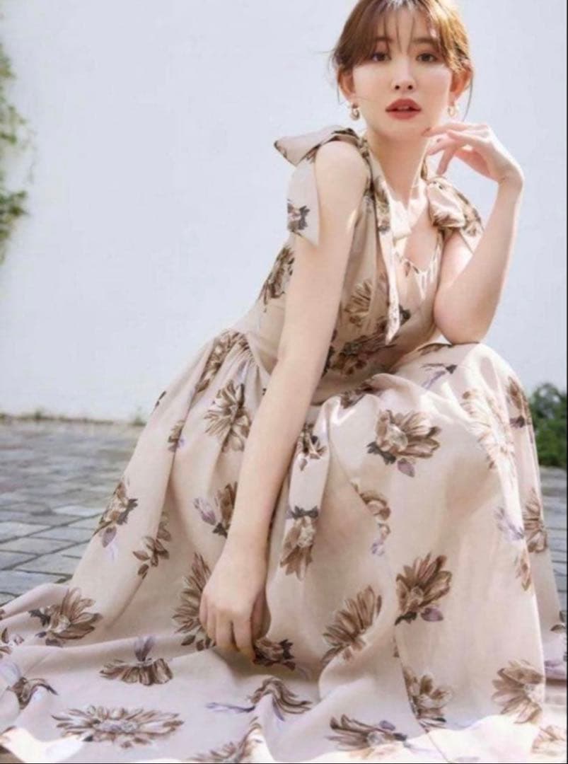 ワンピース Herlipto Sunflower-printed midi dress