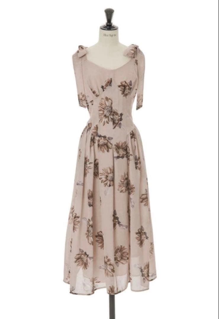 ワンピース Herlipto Sunflower-printed midi dress