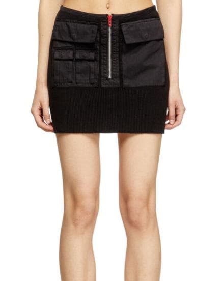 DIESEL 25年最新モデル ジップ付き異素材ニットスカート