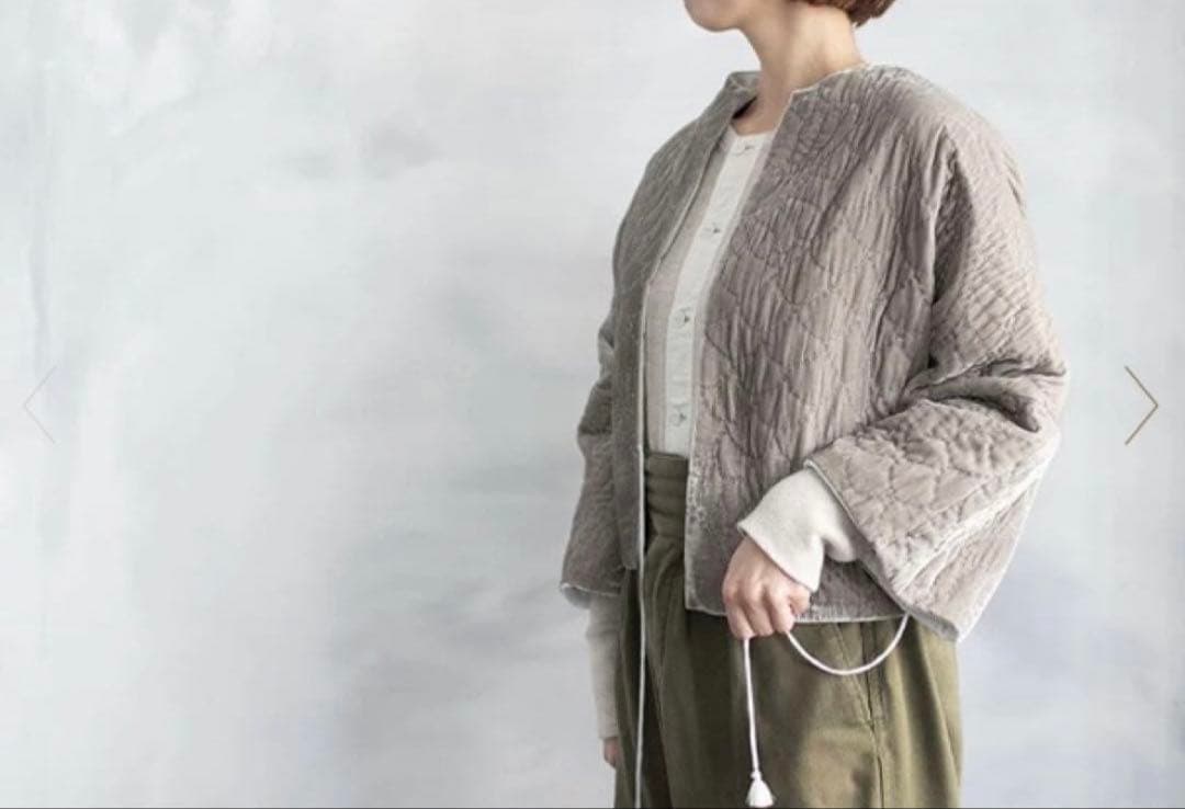 towavaseトワヴァーズ ベルベットキルトジャケット（グレイ）