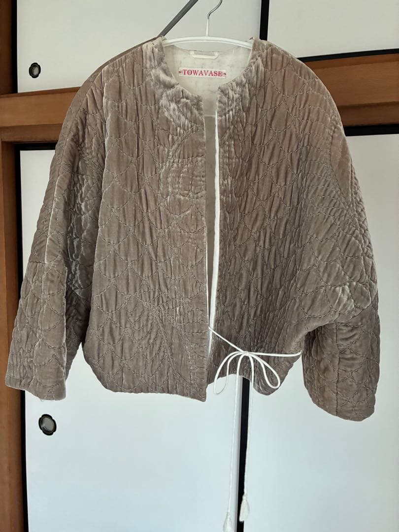 towavaseトワヴァーズ ベルベットキルトジャケット（グレイ）