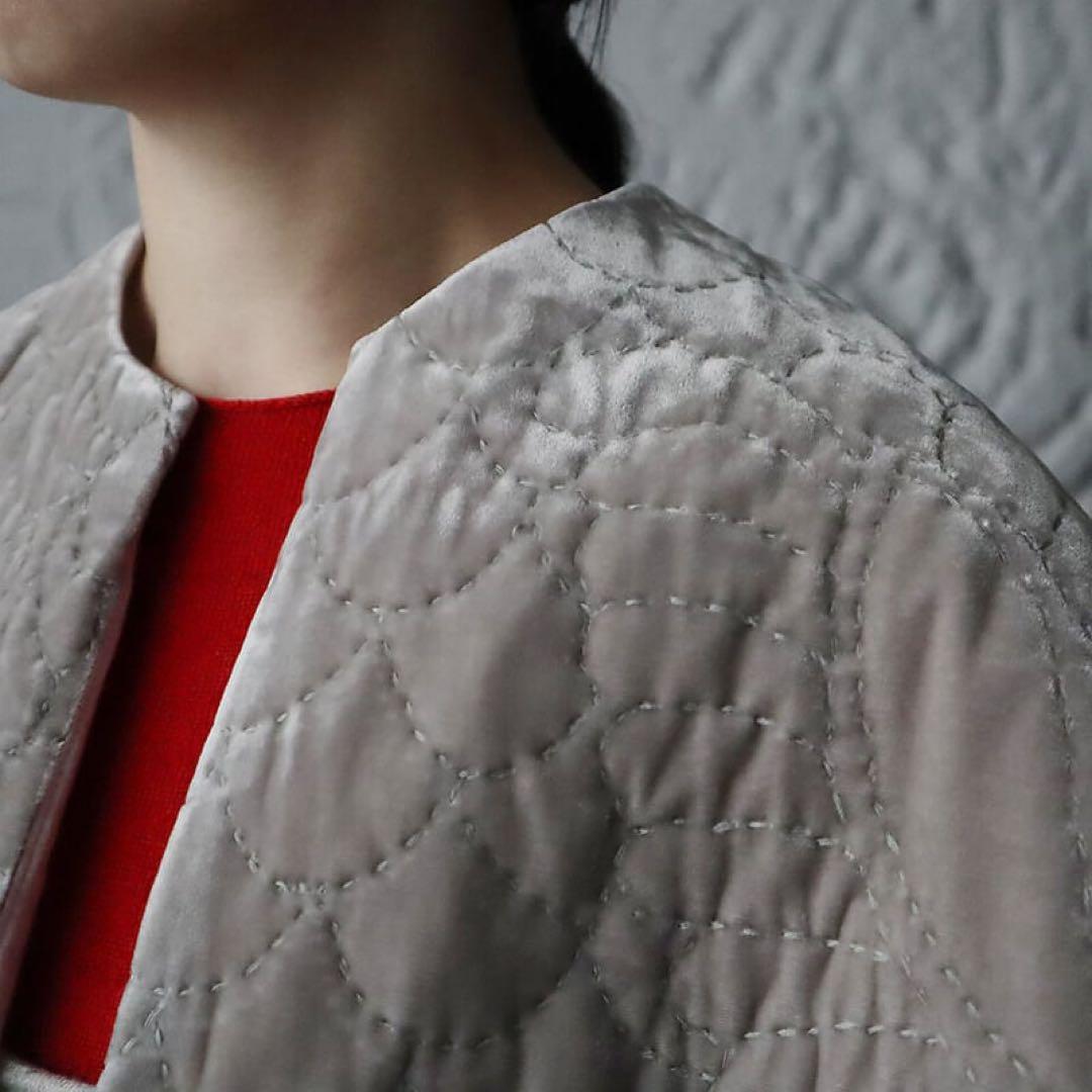 towavaseトワヴァーズ ベルベットキルトジャケット（グレイ）