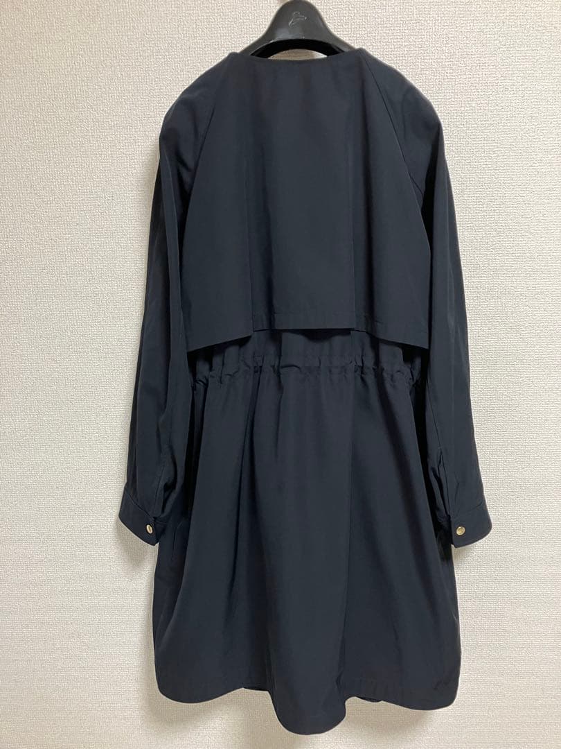 23区L 44【洗える】ライトツイル ノーカラーコート ネイビー